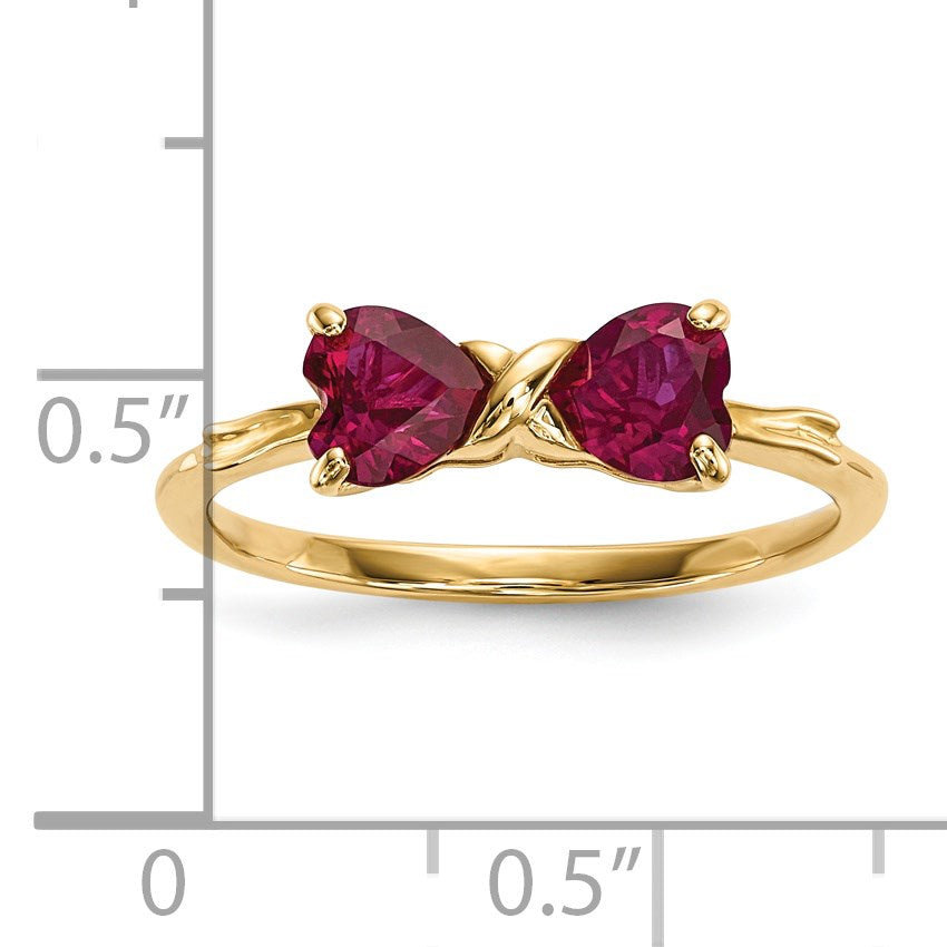 14k Polished July/Lab Created Ruby Bow Size 7 Ring