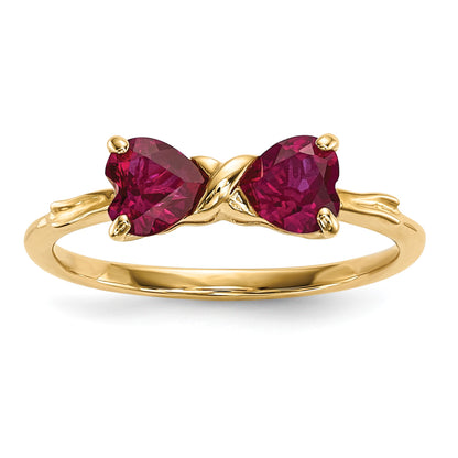 14k Polished July/Lab Created Ruby Bow Size 7 Ring