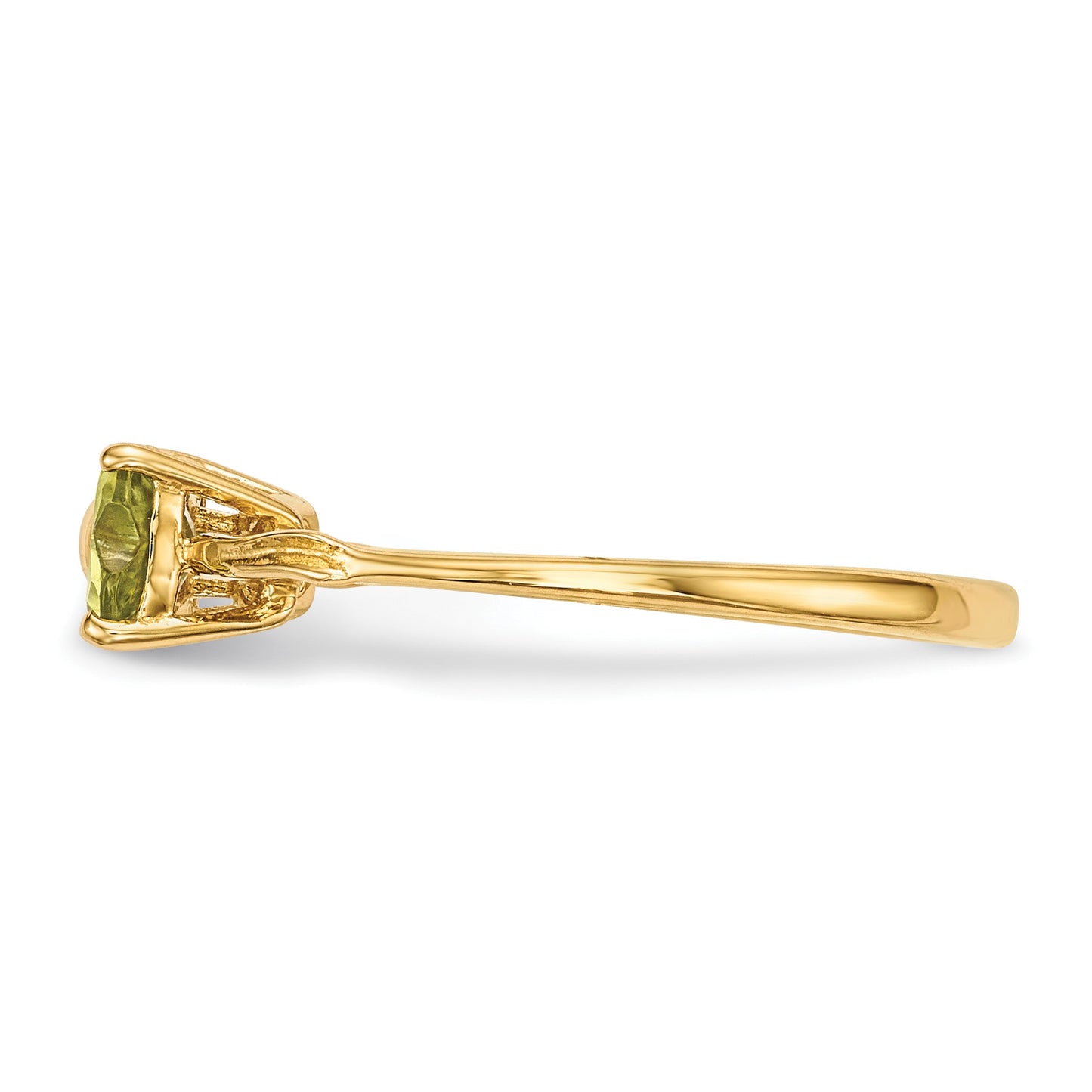 14k Polished August/Peridot Bow Size 7 Ring