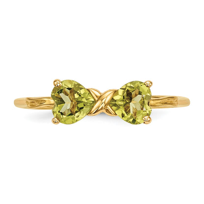 14k Polished August/Peridot Bow Size 7 Ring