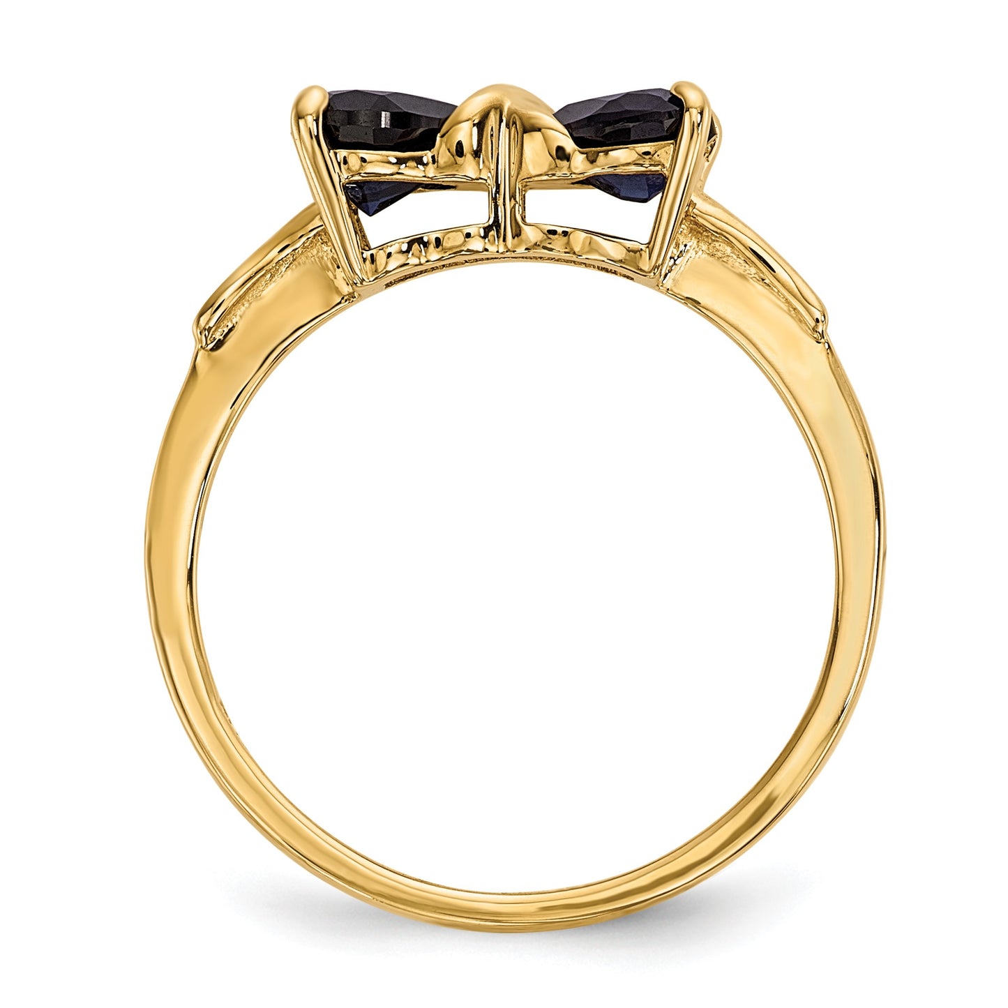 14k Polished September/Lab Created Sapphire Bow Size 7 Ring