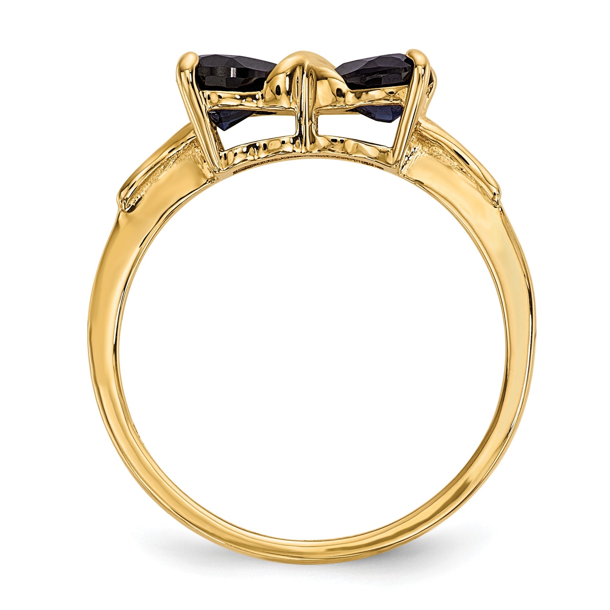 14k Polished September/Lab Created Sapphire Bow Size 7 Ring