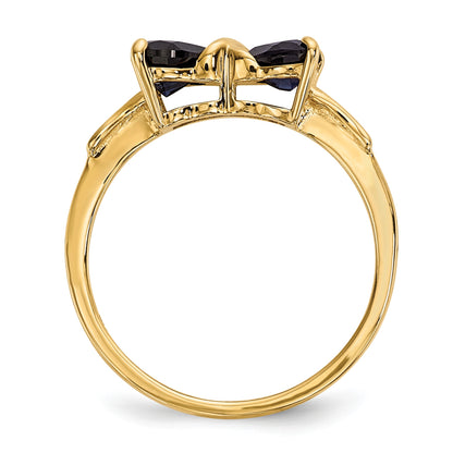 14k Polished September/Lab Created Sapphire Bow Size 7 Ring