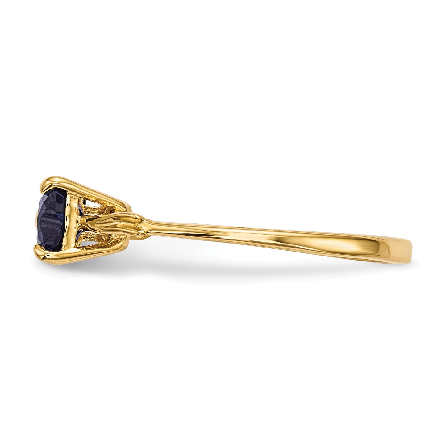 14k Polished September/Lab Created Sapphire Bow Size 7 Ring