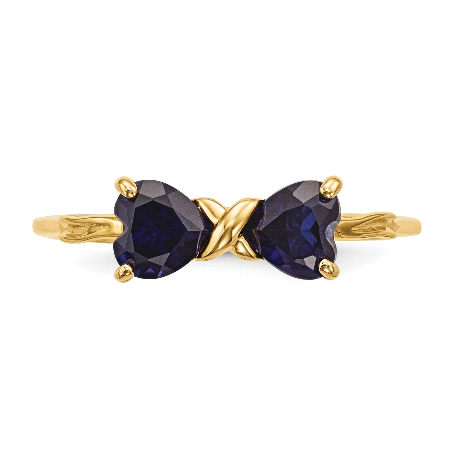 14k Polished September/Lab Created Sapphire Bow Size 7 Ring