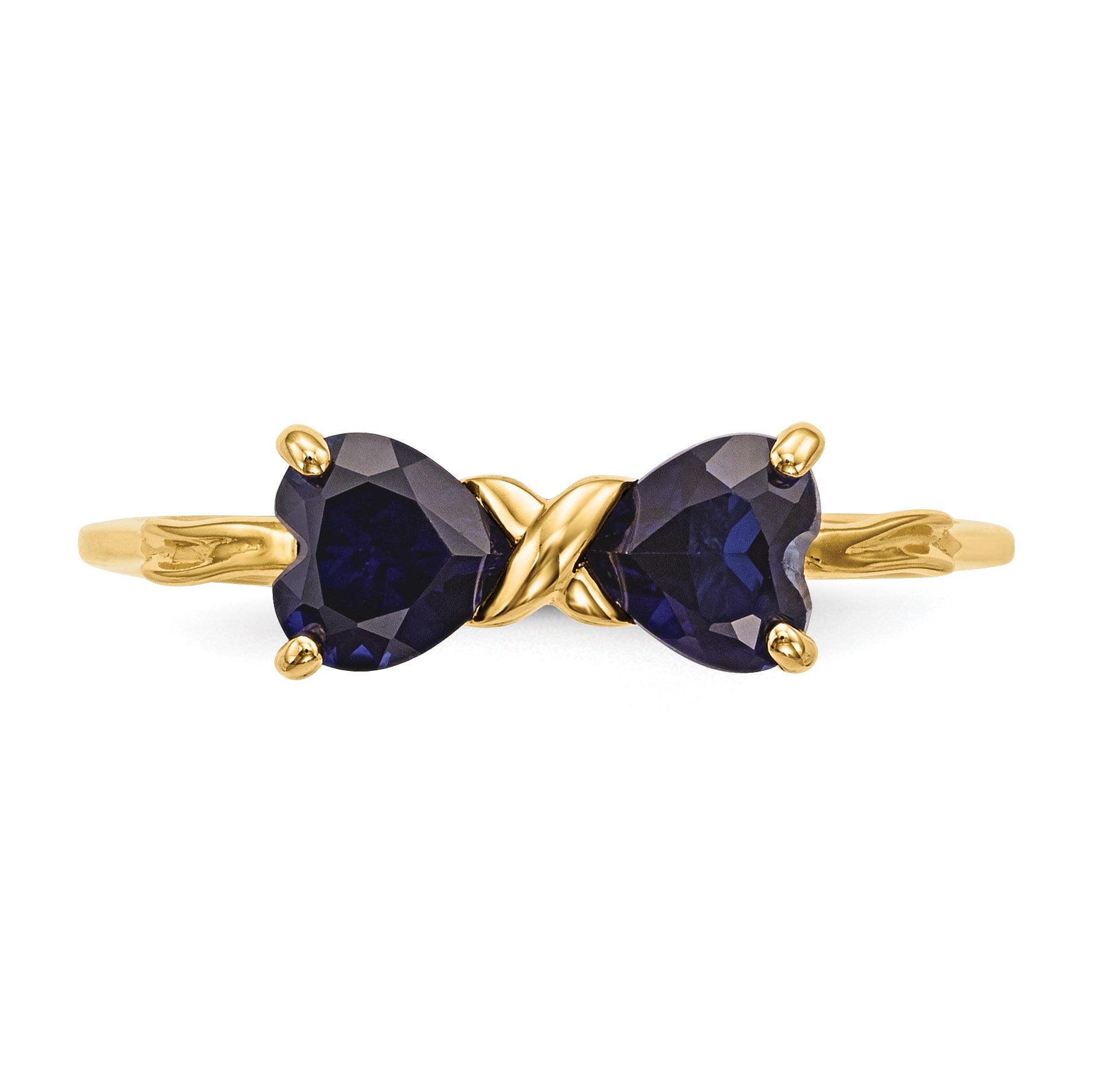 14k Polished September/Lab Created Sapphire Bow Size 7 Ring