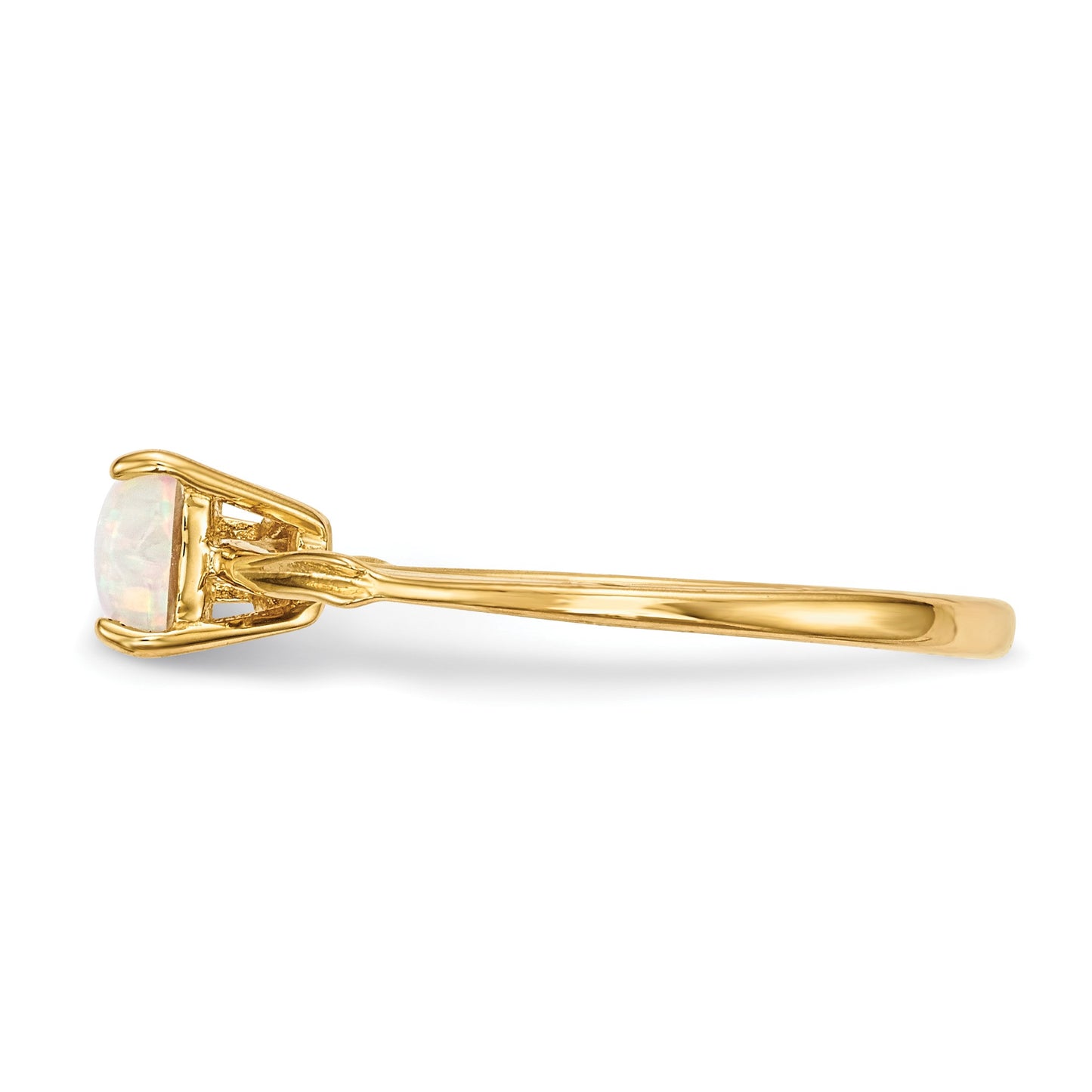 14k Polished October/Lab Created Opal Bow Size 7 Ring