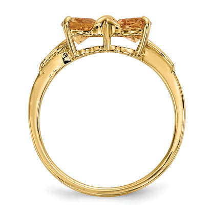 14k Polished November/Citrine Bow Size 7 Ring