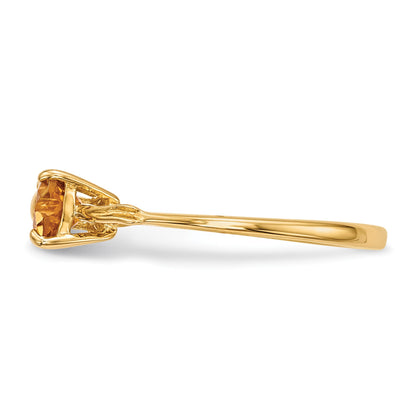 14k Polished November/Citrine Bow Size 7 Ring