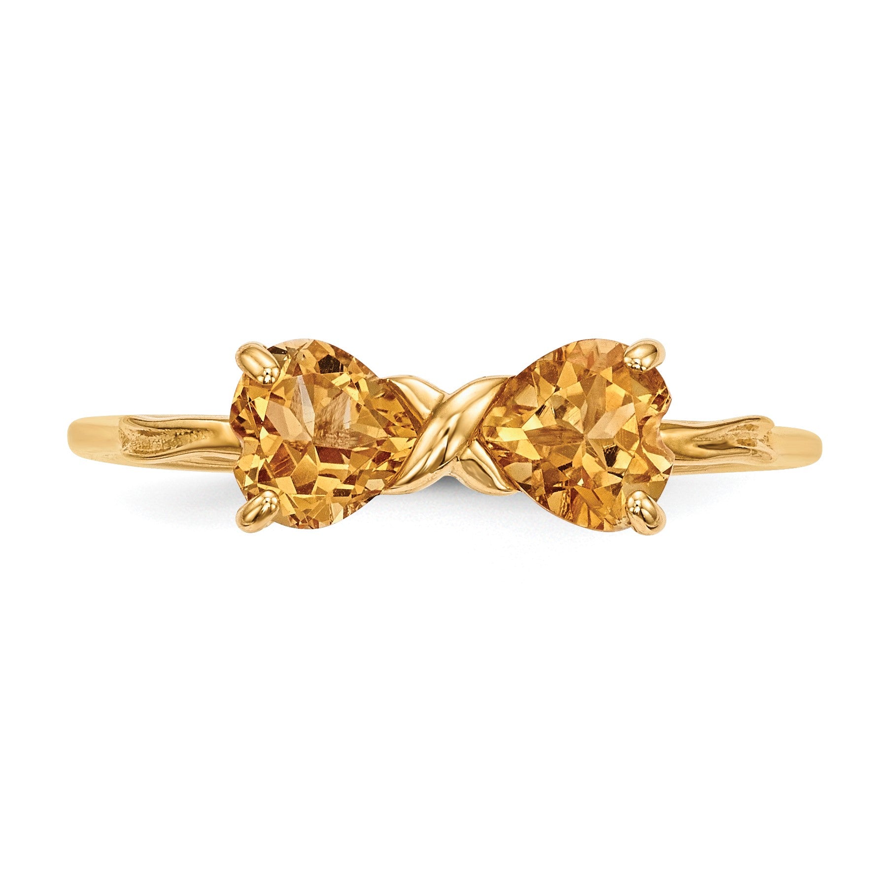 14k Polished November/Citrine Bow Size 7 Ring