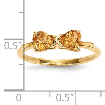 14k Polished November/Citrine Bow Size 7 Ring