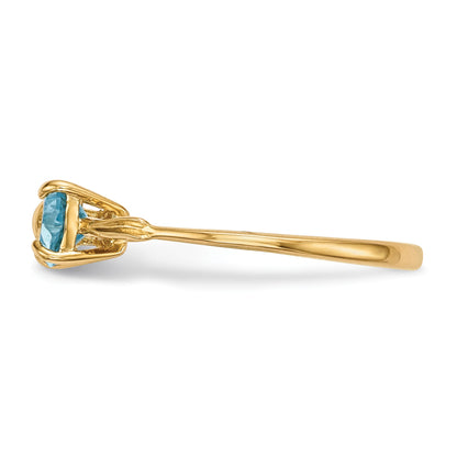 14k Polished December/Light Swiss Blue Topaz Bow Size 7 Ring
