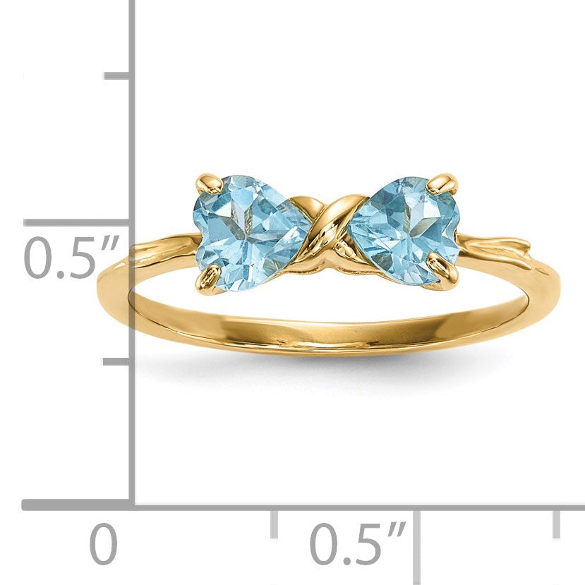 14k Polished December/Light Swiss Blue Topaz Bow Size 7 Ring