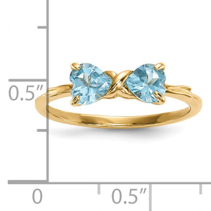 14k Polished December/Light Swiss Blue Topaz Bow Size 7 Ring