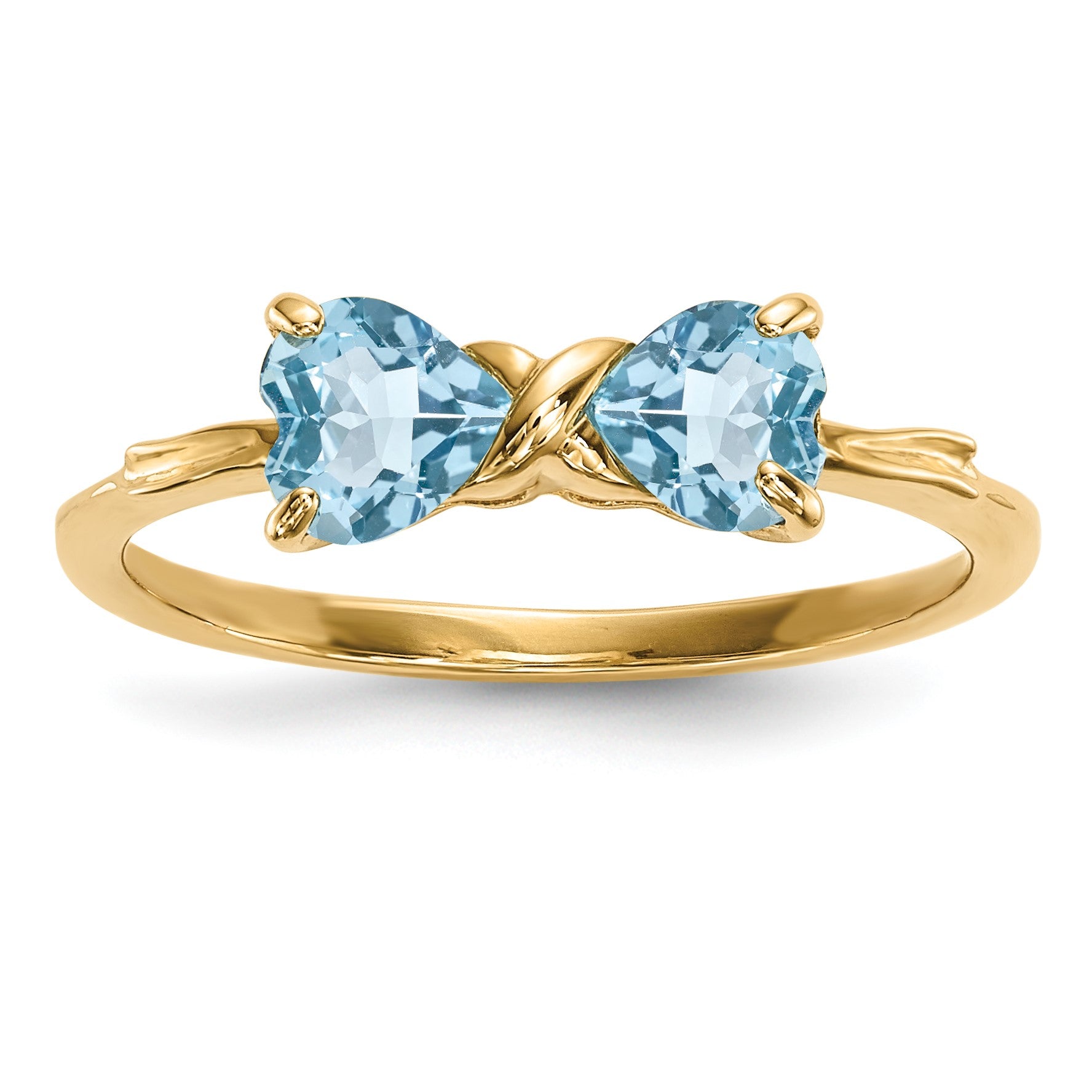 14k Polished December/Light Swiss Blue Topaz Bow Size 7 Ring