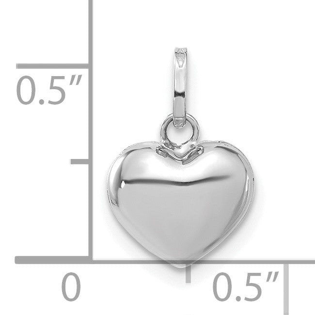 14k White Gold 3-D Puffed Heart Pendant