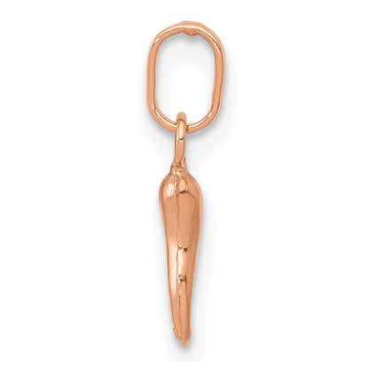 14k Rose Gold 3D Italian Horn Charm