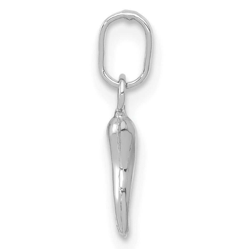 14k White Gold 3-D Italian Horn Charm