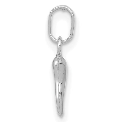 14k White Gold 3-D Italian Horn Charm