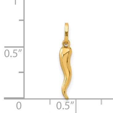 14k 3-D Italian Horn Charm