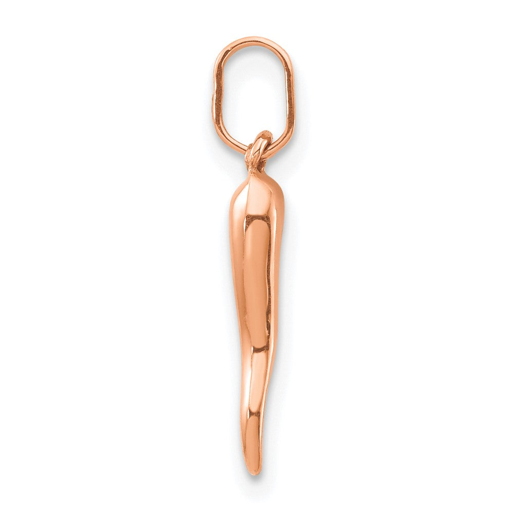 14k Rose Gold 3D Italian Horn Charm