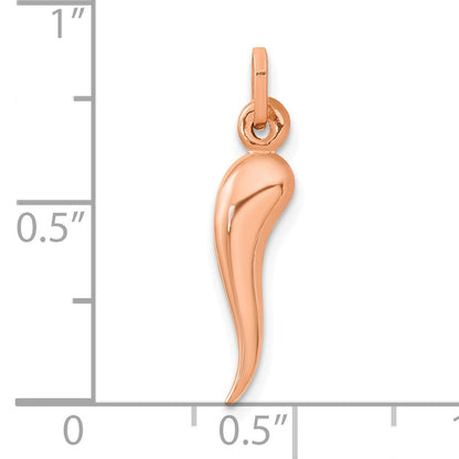 14k Rose Gold 3-D Italian Horn Charm