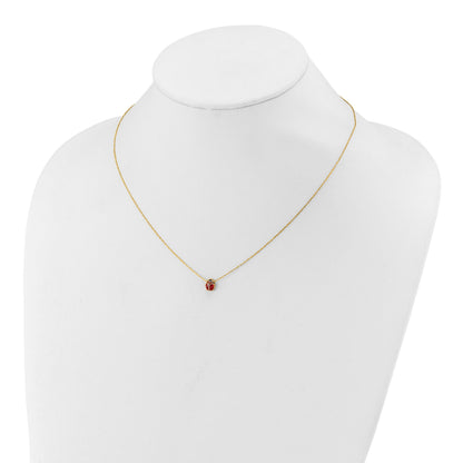 14k Polished Red and Black Enameled Ladybug 17 inch Necklace Plus 1 inch Extender