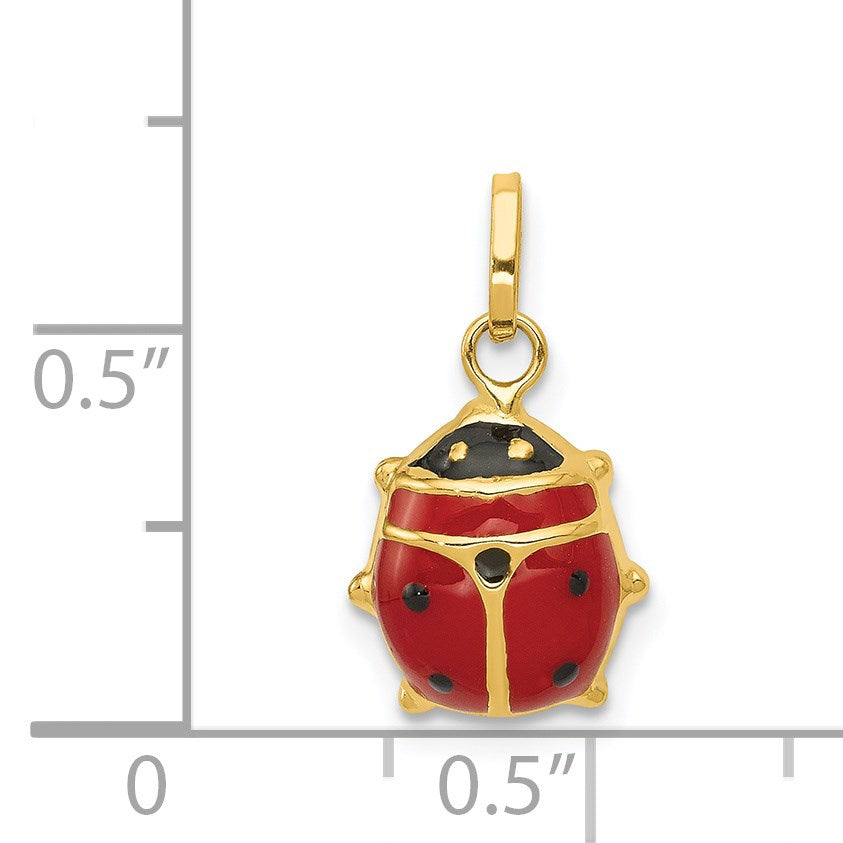 14k Red and Black Enameled Ladybug Charm
