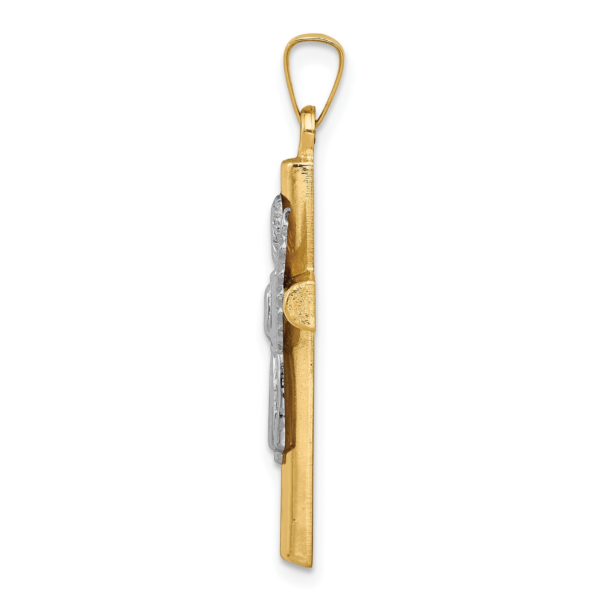 14K Two-Tone Angel and Cross Pendant