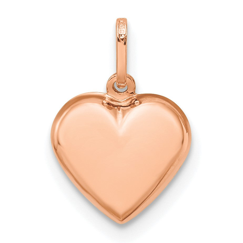 14K Rose Gold Polished 3-D Puffed Heart Pendant