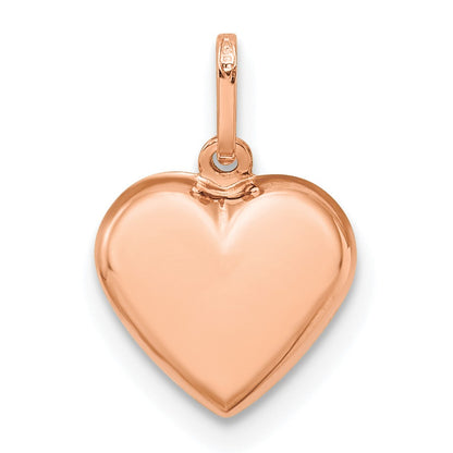 14K Rose Gold Polished 3-D Puffed Heart Pendant