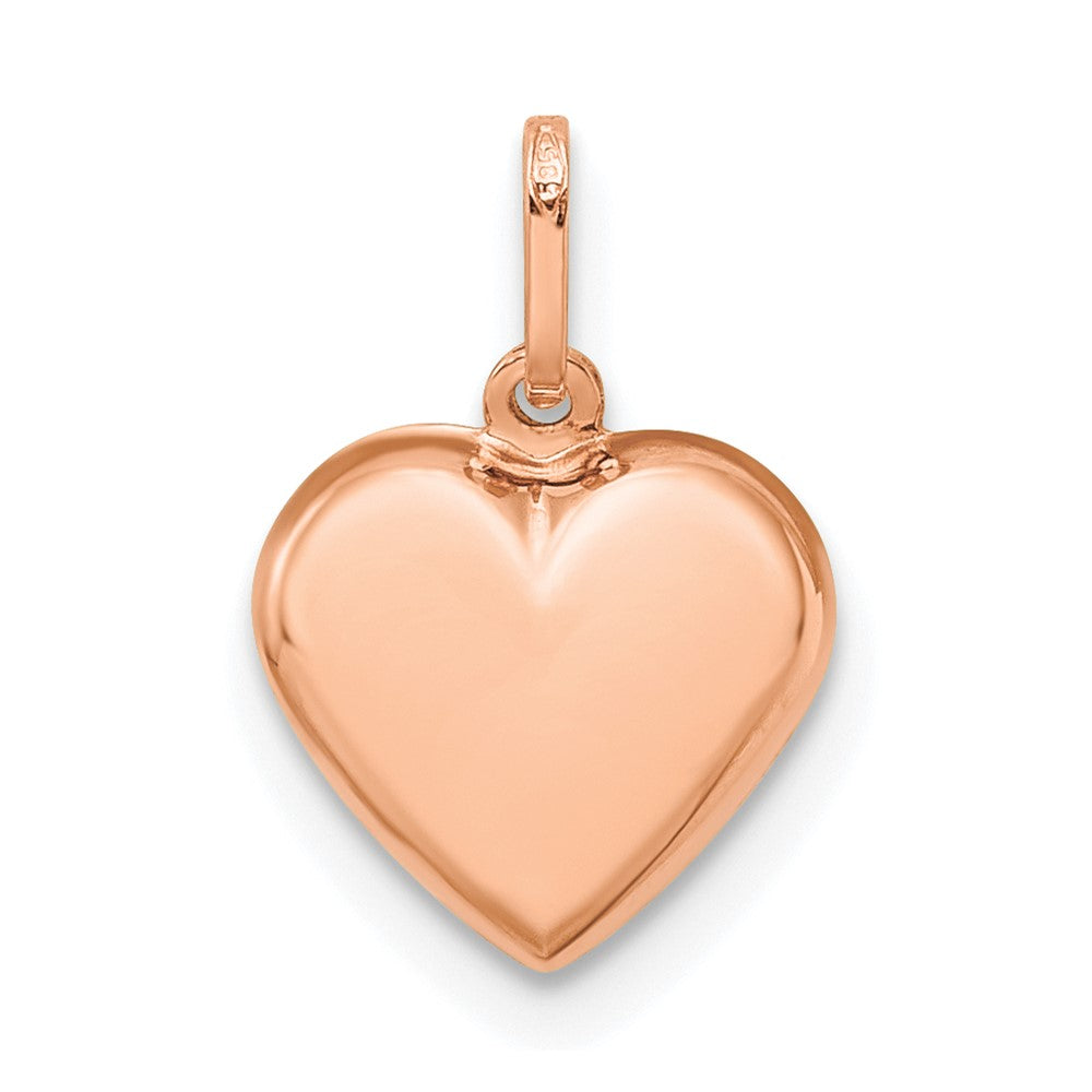 14K Rose Gold Polished 3-D Heart Pendant