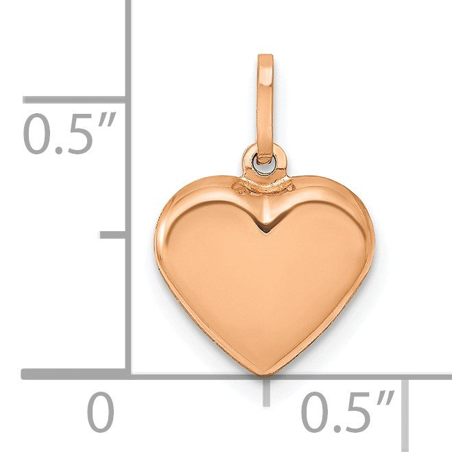 14K Rose Gold Polished 3-D Puffed Heart Pendant