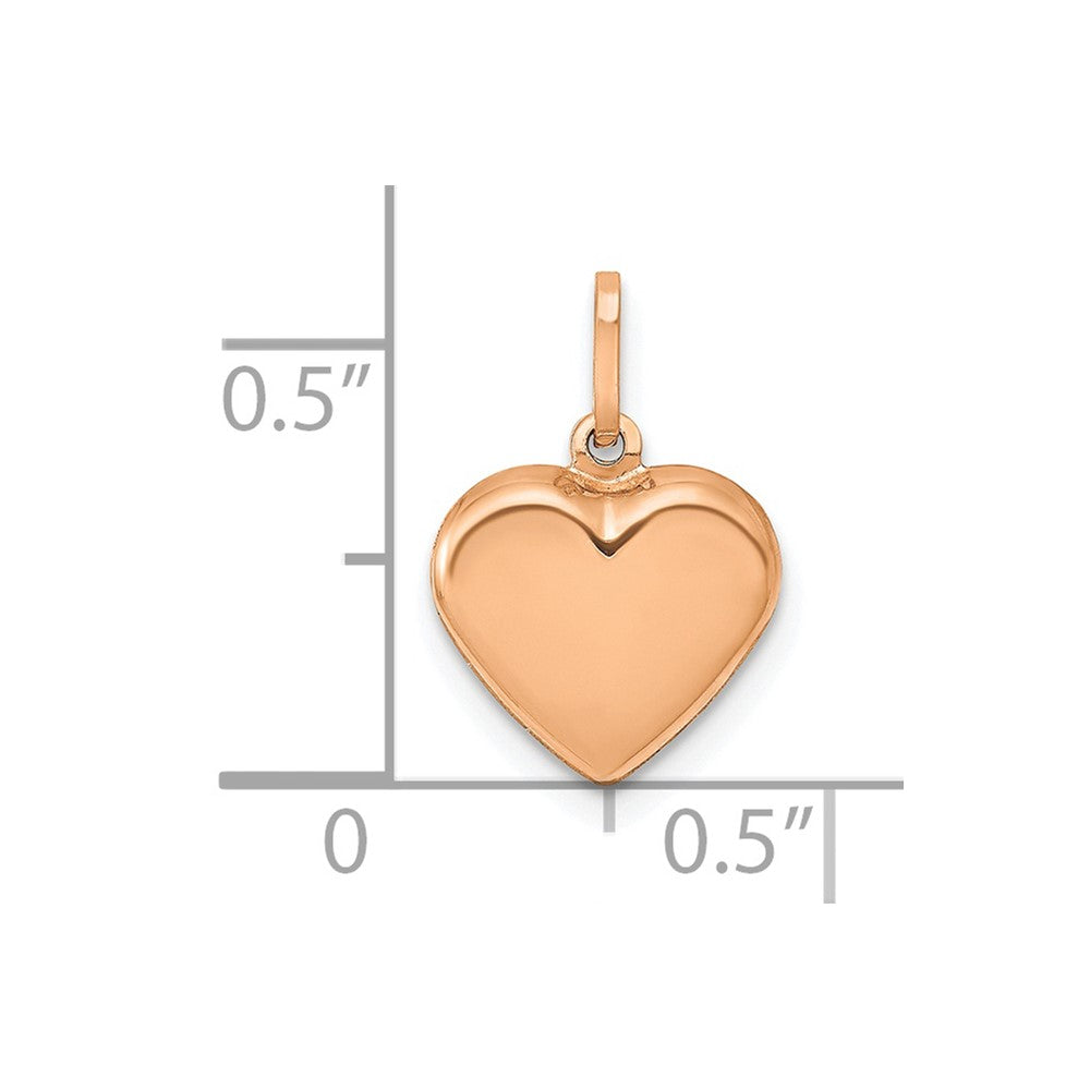 14K Rose Gold Polished 3-D Heart Pendant