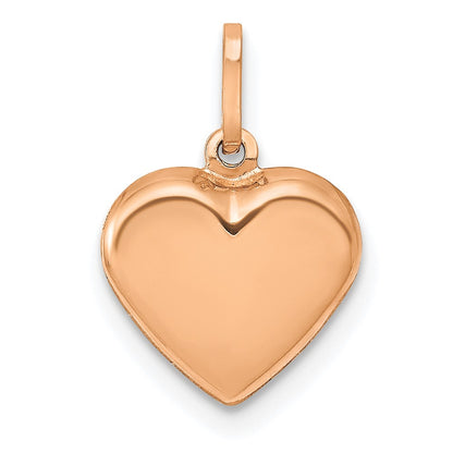 14K Rose Gold Polished 3-D Heart Pendant