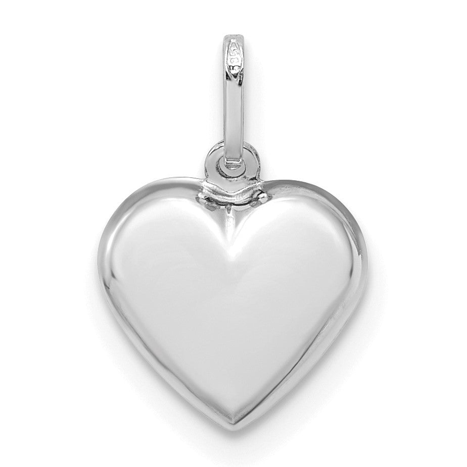 14K White Gold Polished 3-D Puffed Heart Pendant