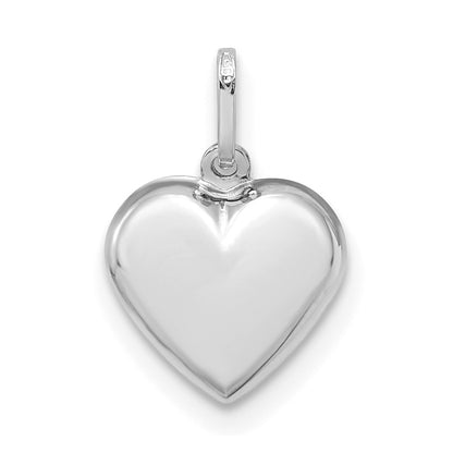 14K White Gold Polished 3-D Heart Pendant