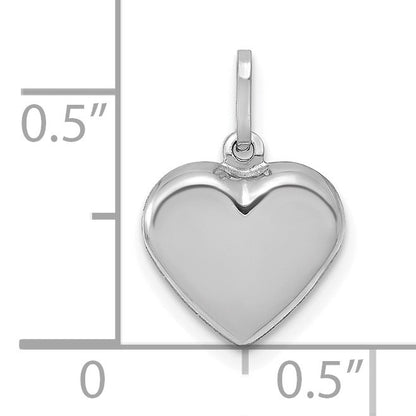 14K White Gold Polished 3-D Puffed Heart Pendant