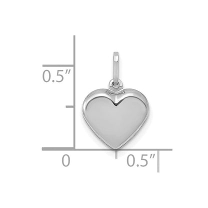 14K White Gold Polished 3-D Heart Pendant