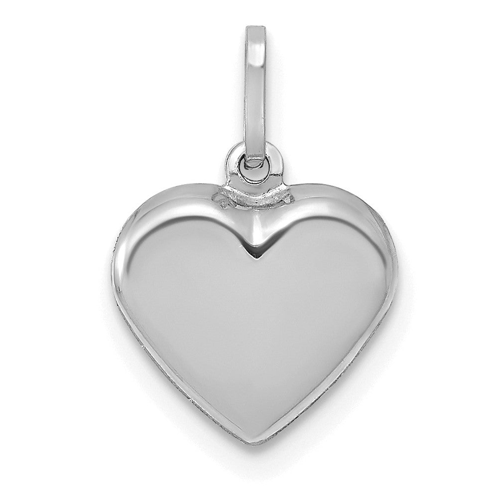 14K White Gold Polished 3-D Heart Pendant