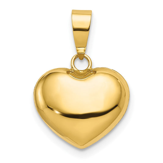 14K Polished 3-D Puffed Heart Pendant