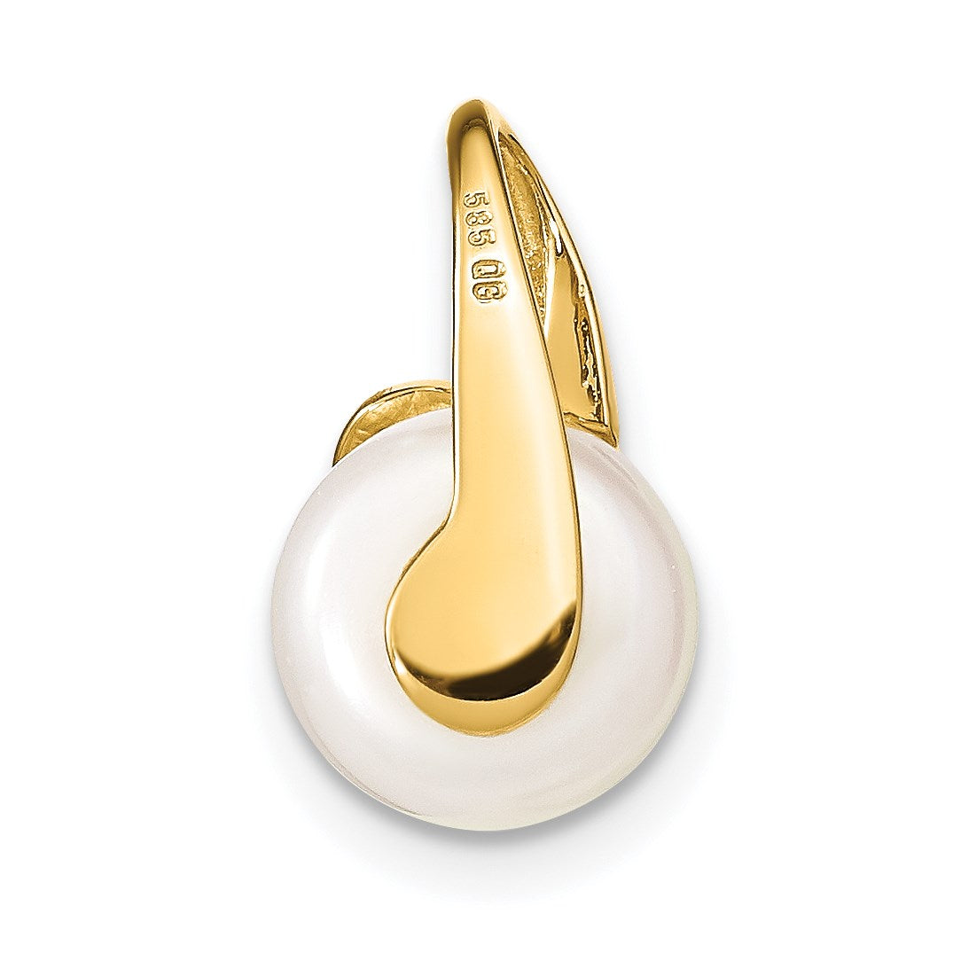 14k 8-9mm White Button Freshwater Cultured Pearl Slide Fits up to 2mm Regular/3mm Fancy or Reversible Omega