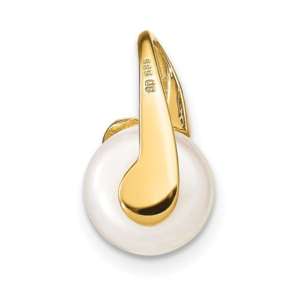 14k 8-9mm White Button Freshwater Cultured Pearl Slide Fits up to 2mm Regular/3mm Fancy or Reversible Omega