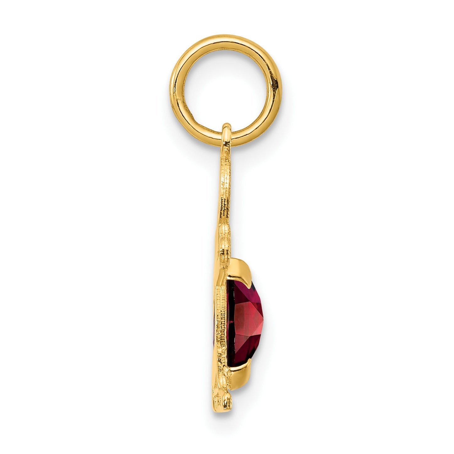 14K Boy Charm 6x4 Oval Genuine Garnet-January