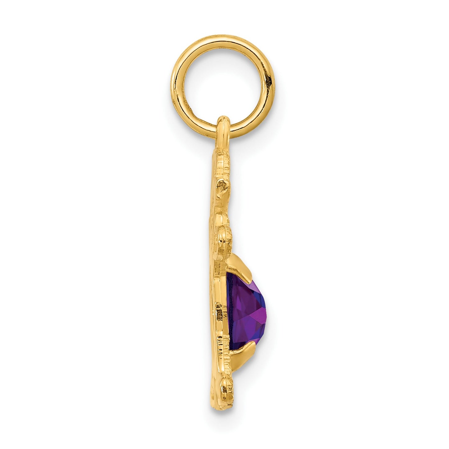 14K Girl Charm 6x4 Oval Genuine Amethyst-February