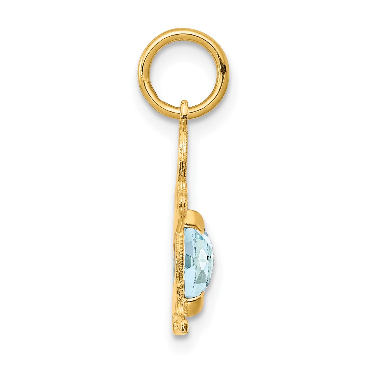14K Boy Charm 6x4 Oval Genuine Aquamarine-March