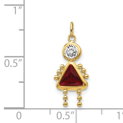 14k January Girl Synthetic Birthstone Charm