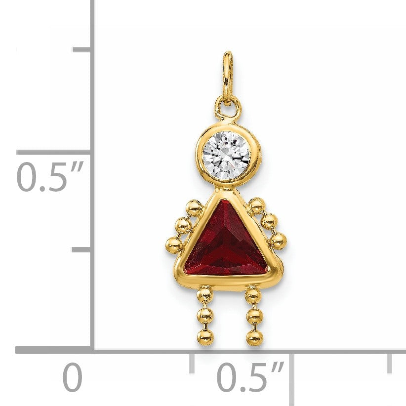 14k January Girl Synthetic Birthstone Charm