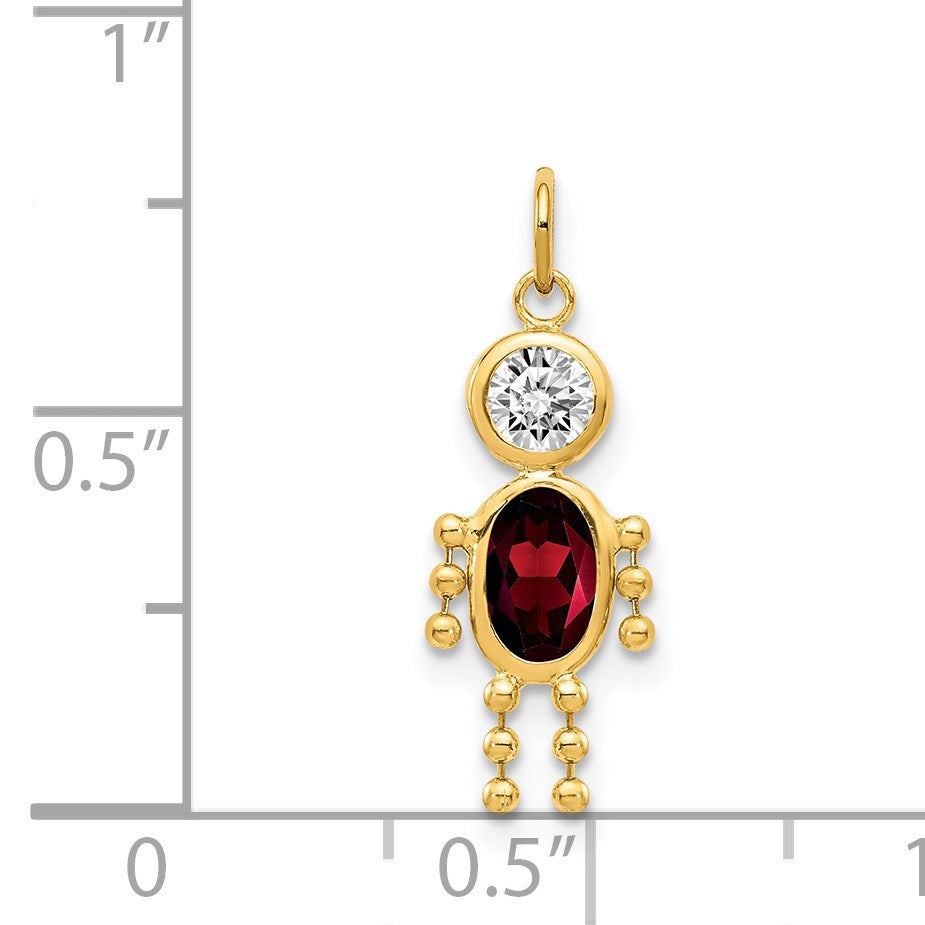 14k January Boy Synthetic Birthstone Charm