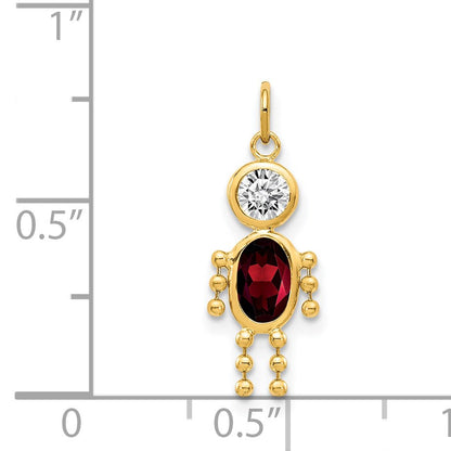 14k January Boy Synthetic Birthstone Charm